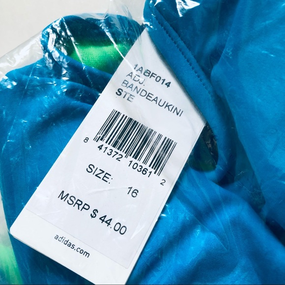 Adidas Tankini Aqua Blue w/ Signature 3 Stripes - Picture 7 of 9